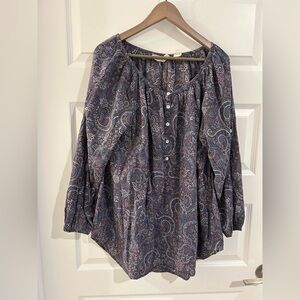 H and M Paisley Blouse Gray Blue Size 16